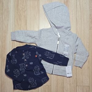 Carter's Gray Hoodie and Navy Lion Shirt Set
